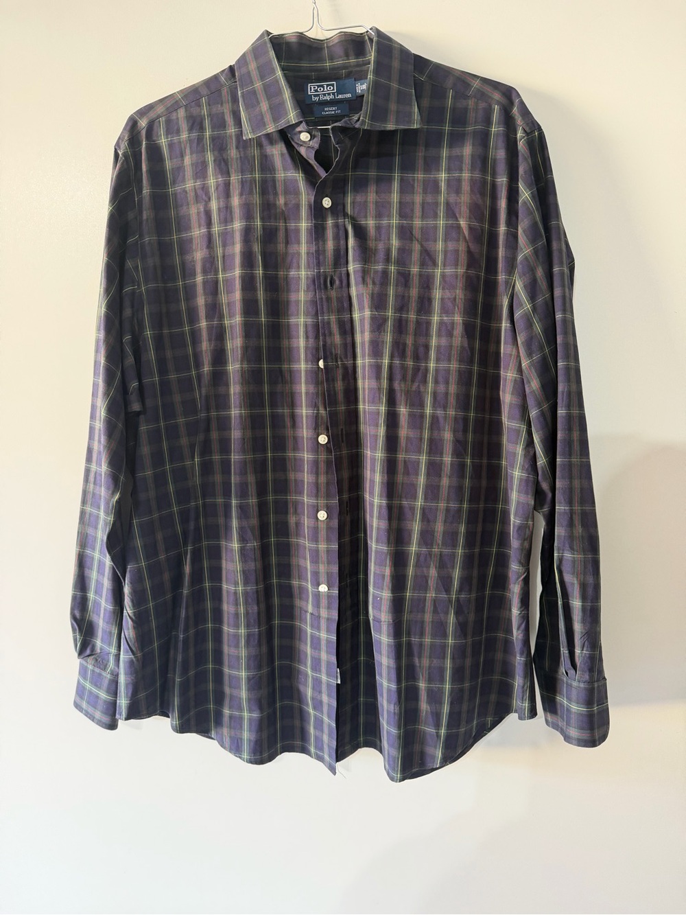 Ralph Lauren Men’s Navy and Green Plaid Button-Down Shirt